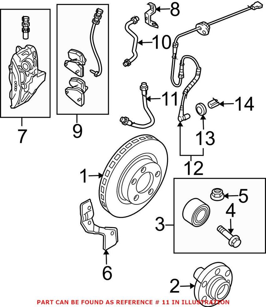 Audi Brake Hose - Front 4D0611707H